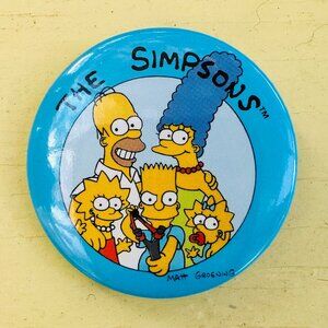 Vintage Simpson's Buttons, Bart Simpson, Homer Simpson, Novelty pin, NOS 1990s